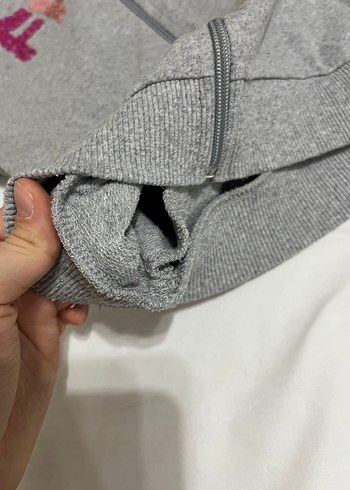 Kızlar için Gri Fermuarlı Sweatshirt ve Eşofman - Görsel 4