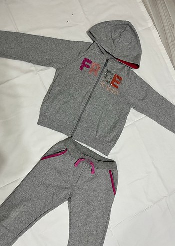 Kızlar için Gri Fermuarlı Sweatshirt ve Eşofman - Görsel 3