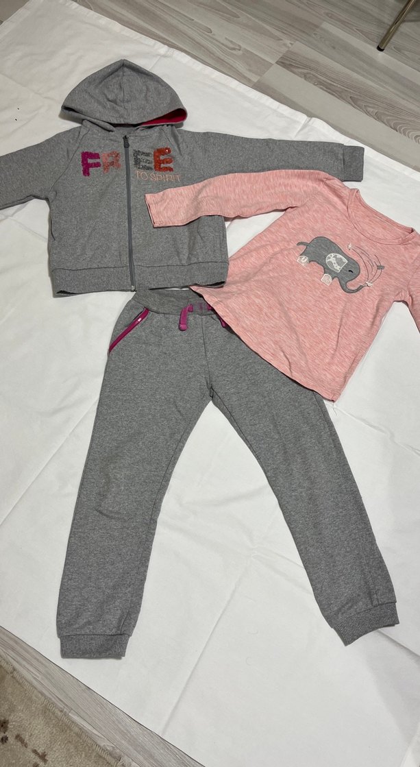 Kızlar için Gri Fermuarlı Sweatshirt ve Eşofman - Görsel 5