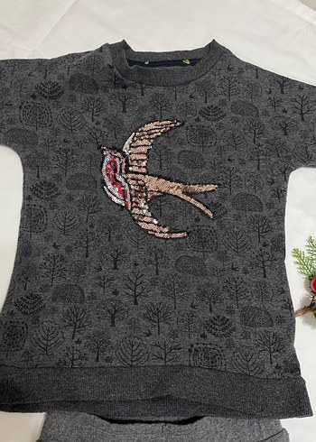 Nakış Detaylı Gri Kız Eşofman Takımı - Görsel 4