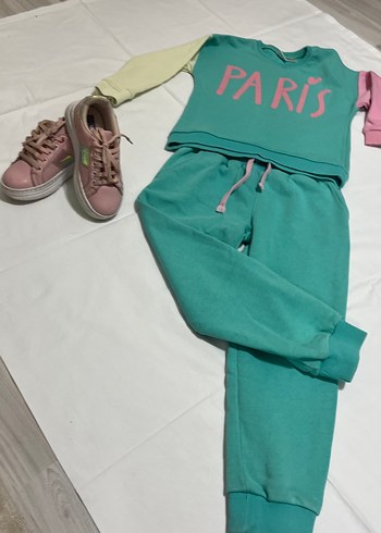 Yeşil Renkli Paris Baskılı Kız Eşofman Takımı - Görsel 2