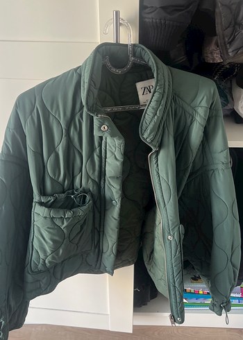 Yeşil Fermuarlı Kadın Street Wear ince ceket