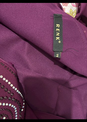 Bordo İşlemeli Boncuklu Uzun Abiye Elbise - Görsel 4