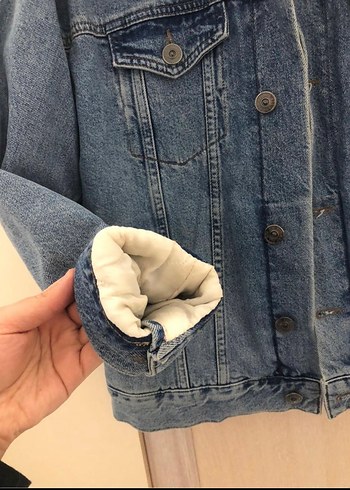 Düğmeli Mavi Denim Ceket - Görsel 4