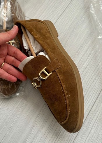 Zara Taba Süet Tokalı Kadın Loafer - Görsel 4