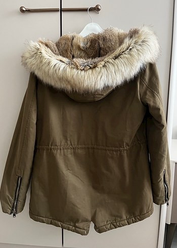 Kürk Detaylı Haki Kadın Mont - Görsel 6