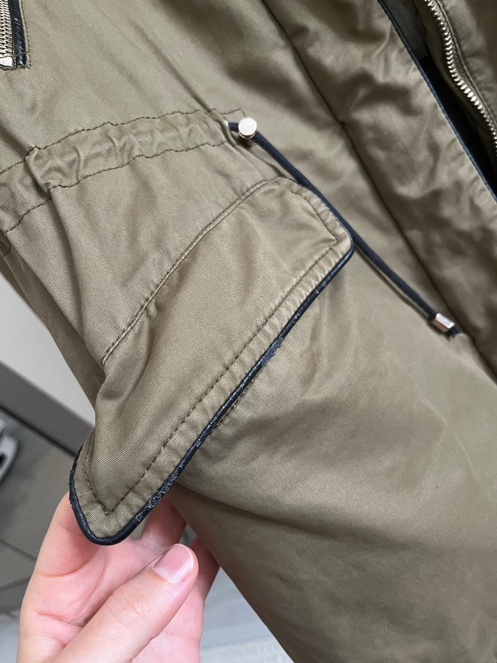 Kürk Detaylı Haki Kadın Mont - Görsel 4