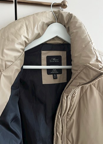 Bej Kadın Midi Mont Yüksek Yakalı - Görsel 2