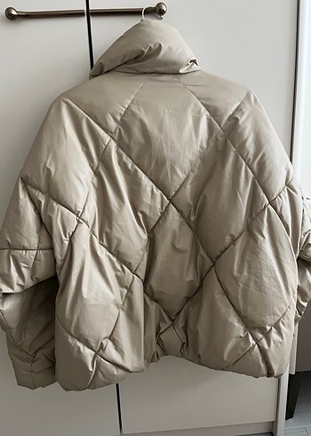 Bej Kadın Midi Mont Yüksek Yakalı - Görsel 5