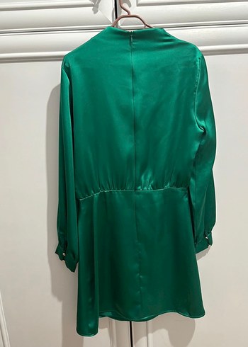 Yeşil Drapeli Midi Kadın Elbise - Görsel 3