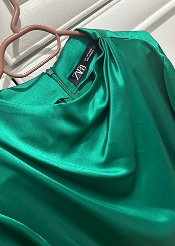 Yeşil Drapeli Midi Kadın Elbise - Görsel 4