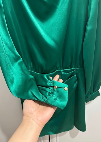 Yeşil Drapeli Midi Kadın Elbise - Görsel 2