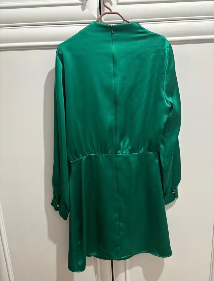 Yeşil Drapeli Midi Kadın Elbise - Görsel 3