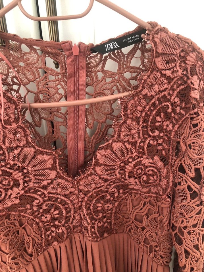 Dantel detaylı V yaka bohem elbise - Görsel 5