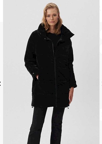 Siyah Kadın Uzun Kışlık Mont - Görsel 4