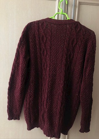 Bordo Örgü Kadın Hırka - Görsel 3