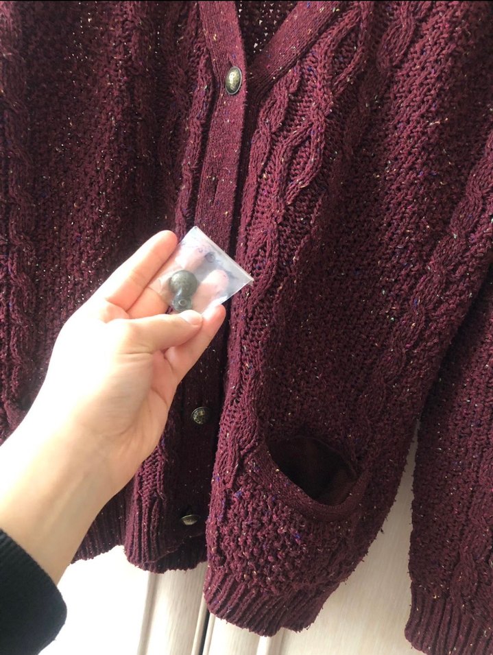 Bordo Örgü Kadın Hırka - Görsel 2