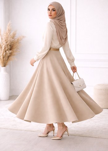 Bej Uzun Salaş Kadın Etek - Görsel 2