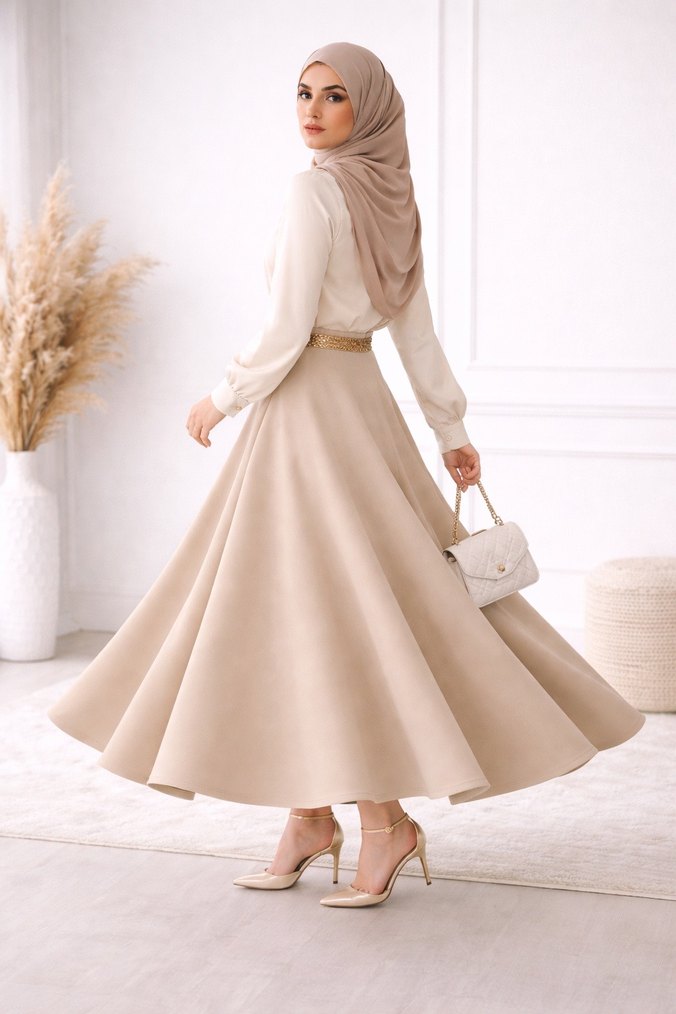 Bej Uzun Salaş Kadın Etek - Görsel 2