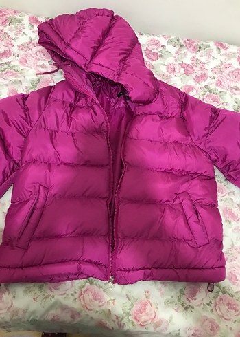 Pembe Kapüşonlu Kadın Kışlık Mont - Görsel 2