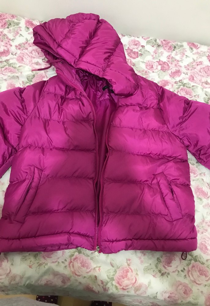 Pembe Kapüşonlu Kadın Kışlık Mont - Görsel 2