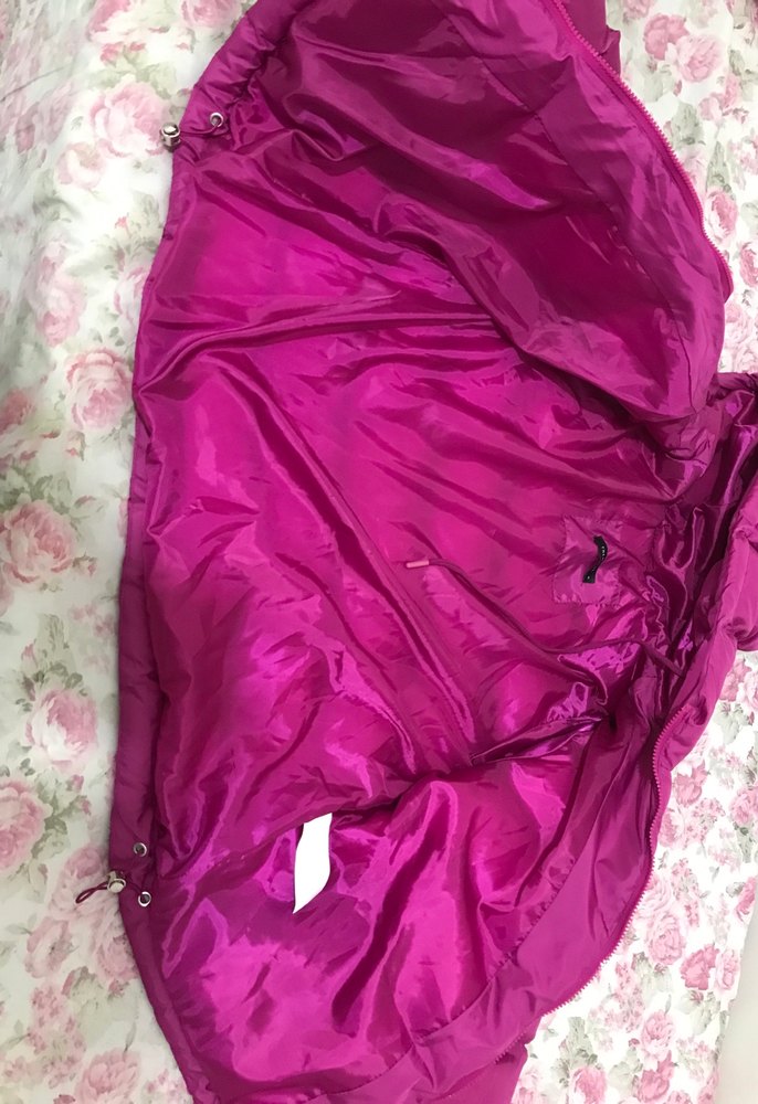 Pembe Kapüşonlu Kadın Kışlık Mont - Görsel 4