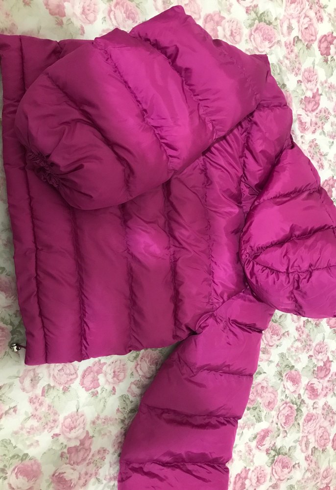 Pembe Kapüşonlu Kadın Kışlık Mont - Görsel 5