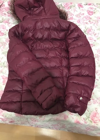 Bordo Kürklü Kadın Kışlık Mont - Görsel 7