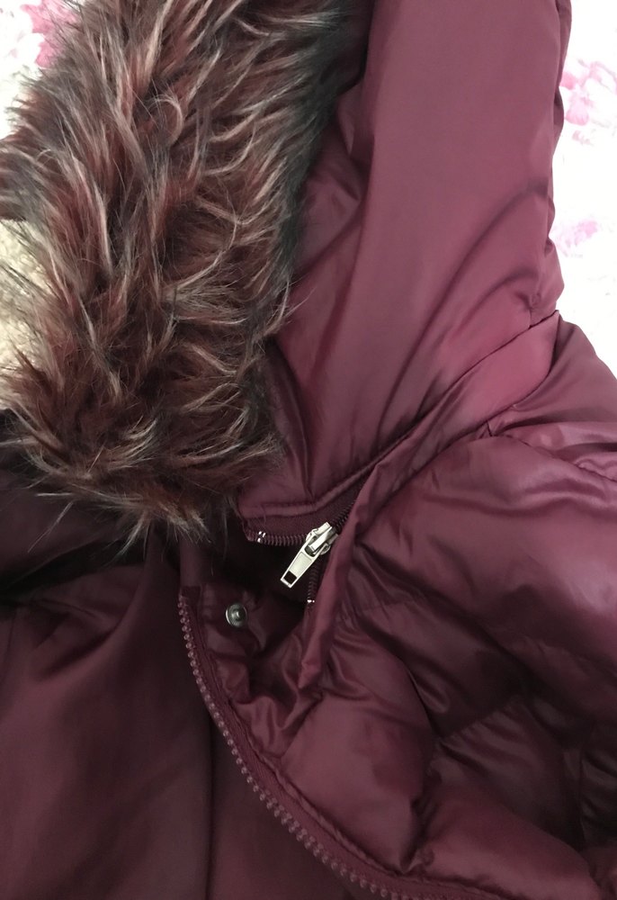 Bordo Kürklü Kadın Kışlık Mont - Görsel 5