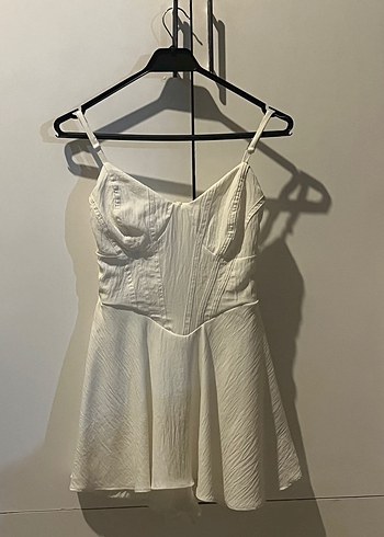 Beyaz Mini Askılı elbise