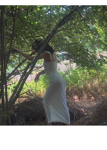 beyaz uzun elbise kikiriki - Görsel 4