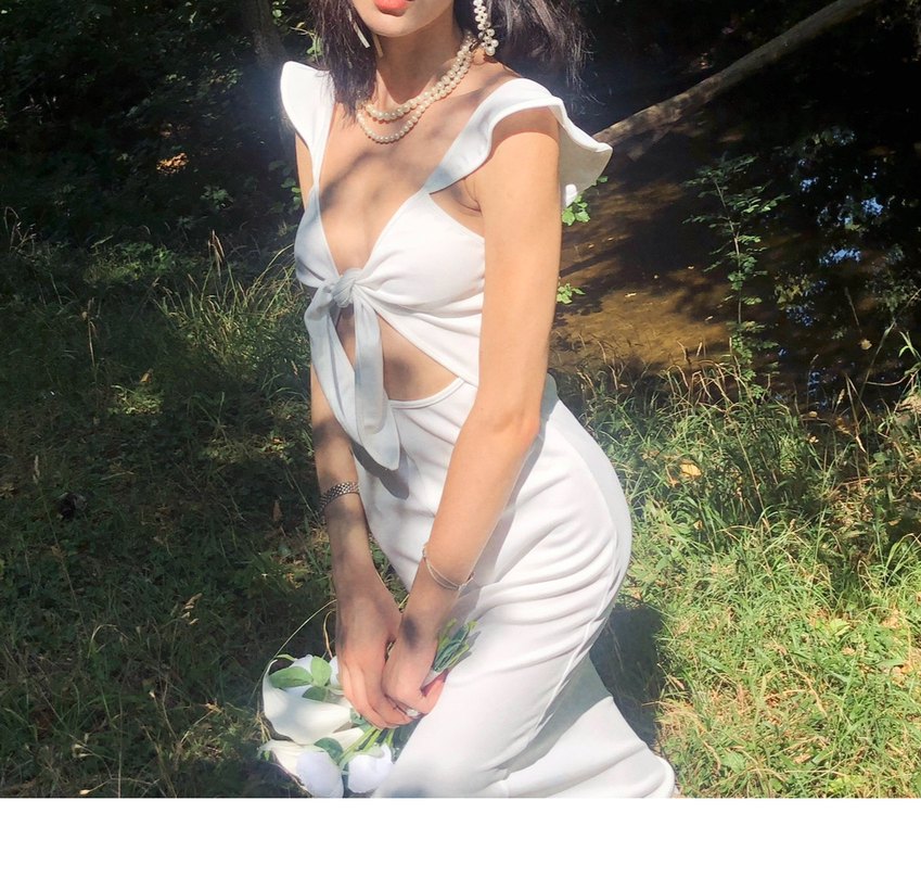 beyaz uzun elbise kikiriki - Görsel 2