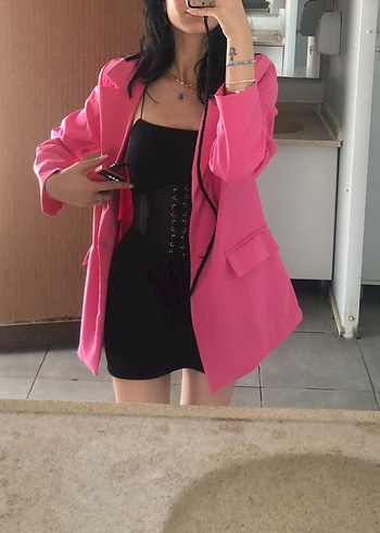 Pembe blazer ceket - Görsel 3