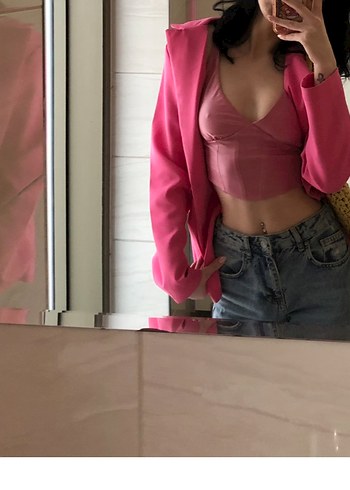 Pembe blazer ceket - Görsel 4