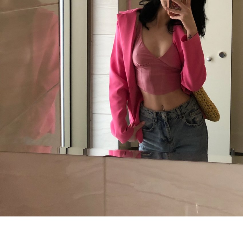 Pembe blazer ceket - Görsel 4