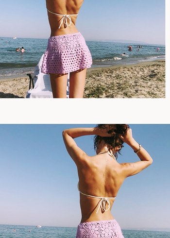 Lila örgü plaj etek xs - Görsel 3