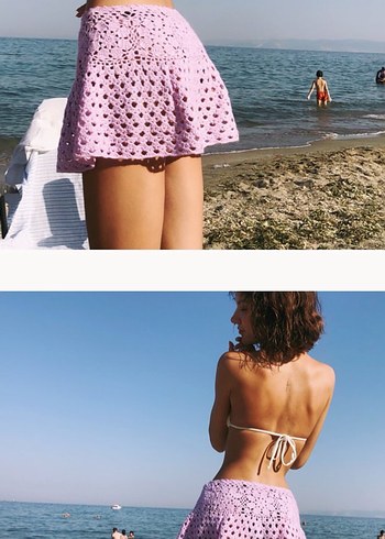 Lila örgü plaj etek xs - Görsel 4