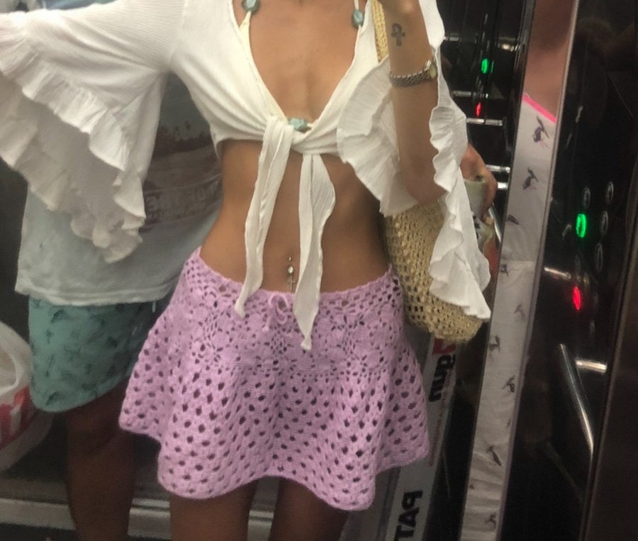 Lila örgü plaj etek xs - Görsel 5