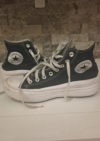 Gri Converse Platform Topuklu Spor Ayakkabı