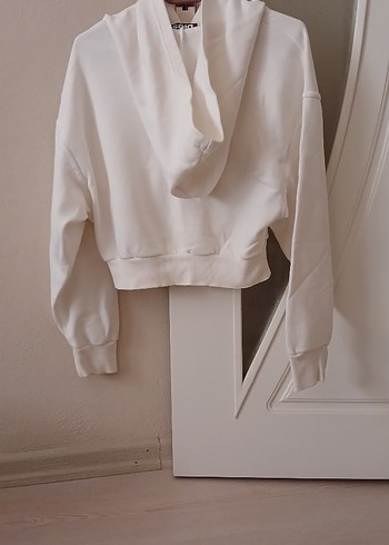 Diğer Kadın Beyaz Oversize Basic Sweatshirt