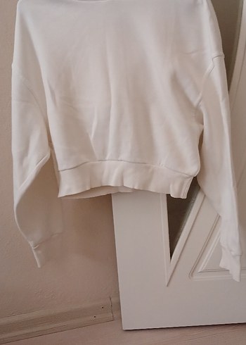 Kadın Beyaz Oversize Basic Sweatshirt