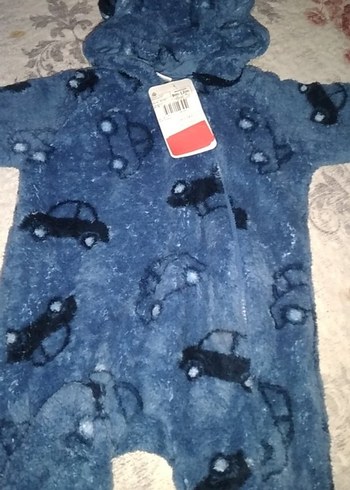 Mavi Baskılı Örme Bebek Tulum - Görsel 3