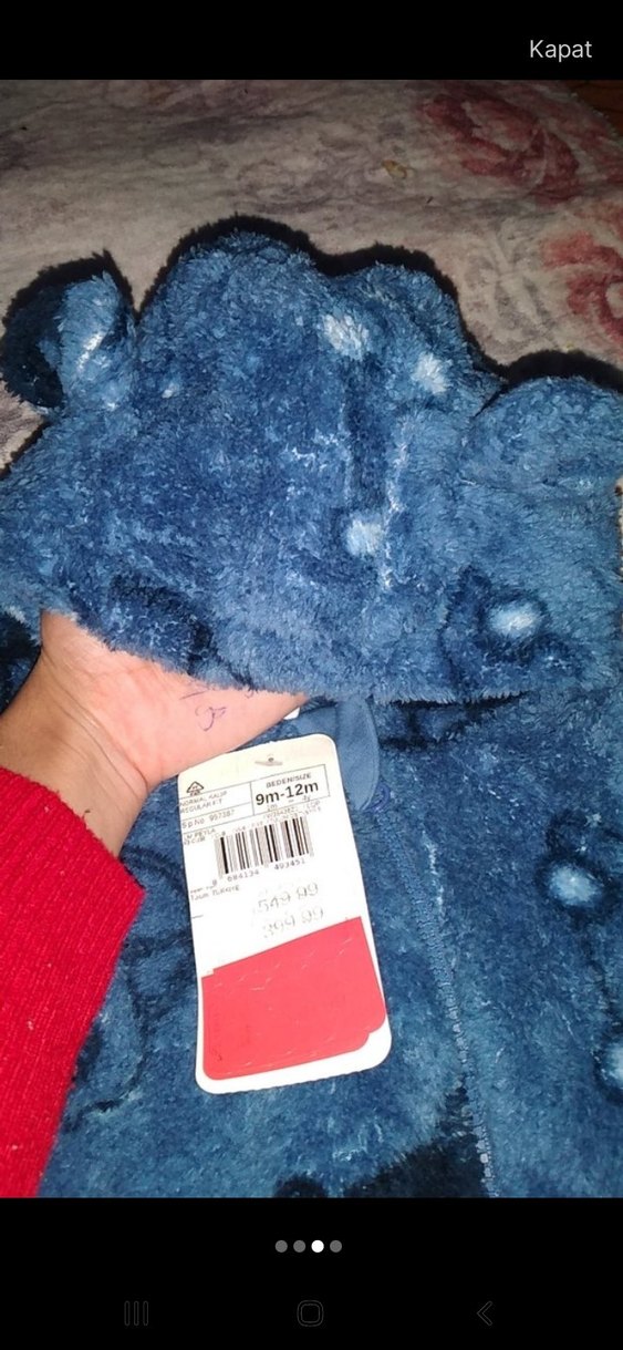 Mavi Baskılı Örme Bebek Tulum - Görsel 2