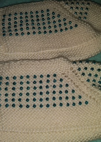 Kızlar için Turkuaz Triko Ev Botu 37 38 numara giyer cetik - Görsel 2