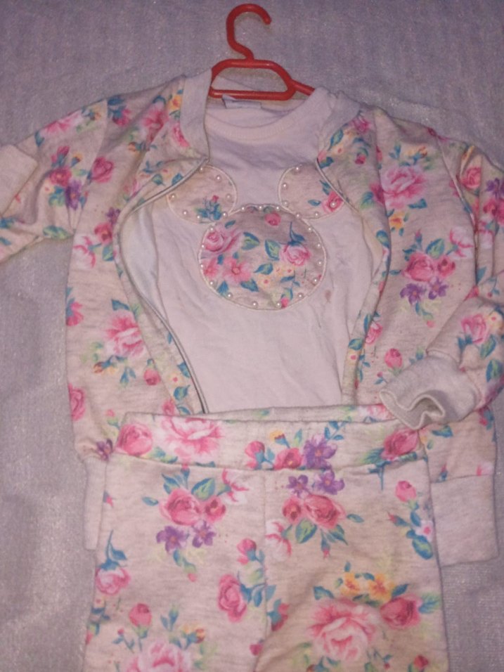 Dantel Detaylı Pembe Çiçekli Bebek Kız Takımı 2 3 yaş - Görsel 2