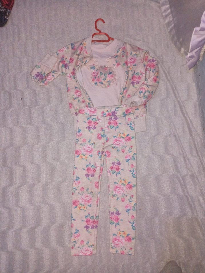 Dantel Detaylı Pembe Çiçekli Bebek Kız Takımı 2 3 yaş - Görsel 3