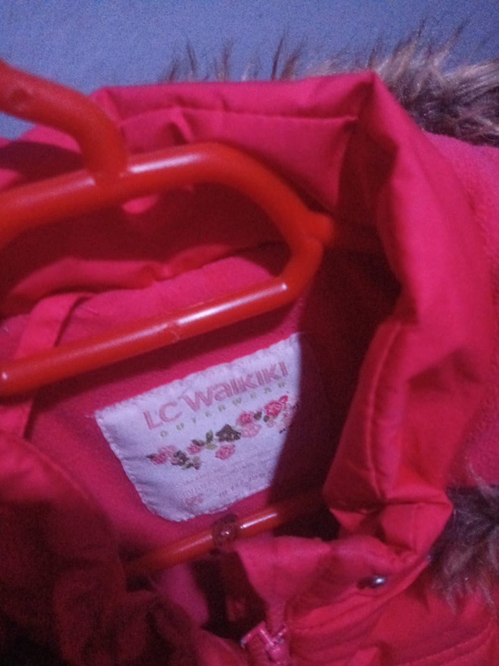 Pembe çocuk 10 11 yas Midi Kışlık Mont Kürklü - Görsel 3