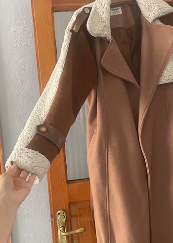 Diğer Süet Bej Uzun Kadın Kaban