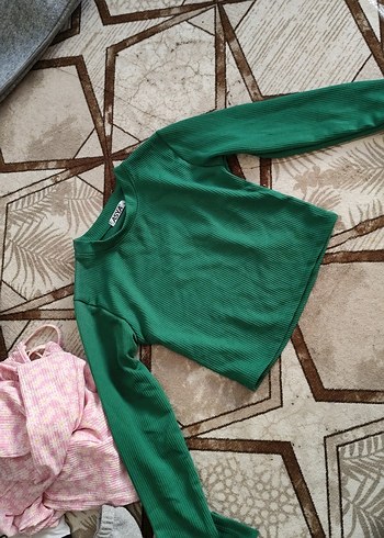 Diğer Yeşil Uzun Kollu Basic Tişört