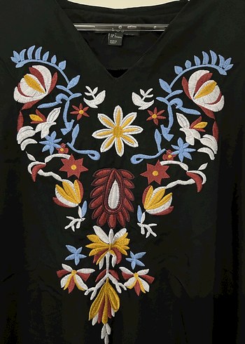 Siyah Uzun Bohem Elbise pamuklu - Görsel 2